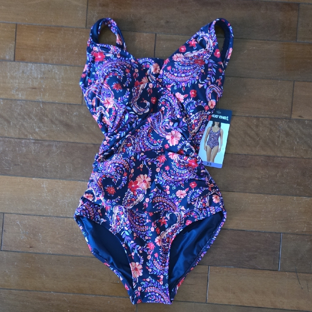 Lands' End Women's One Piece Swimsuit - Vibrant Paisley